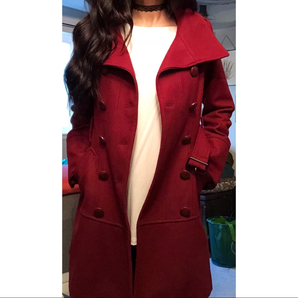 Guess deep red pea coat